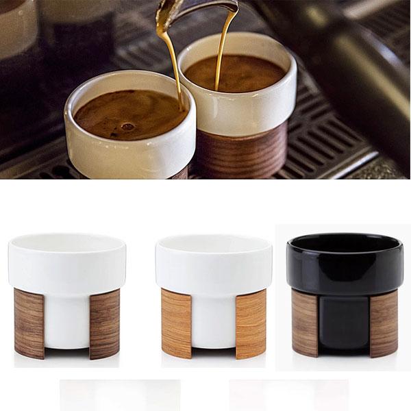 톤피스크 라떼컵 + 우드 컵홀더 세트