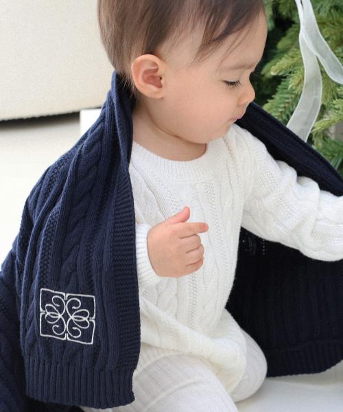 런던 케이블 블랭킷 네이비