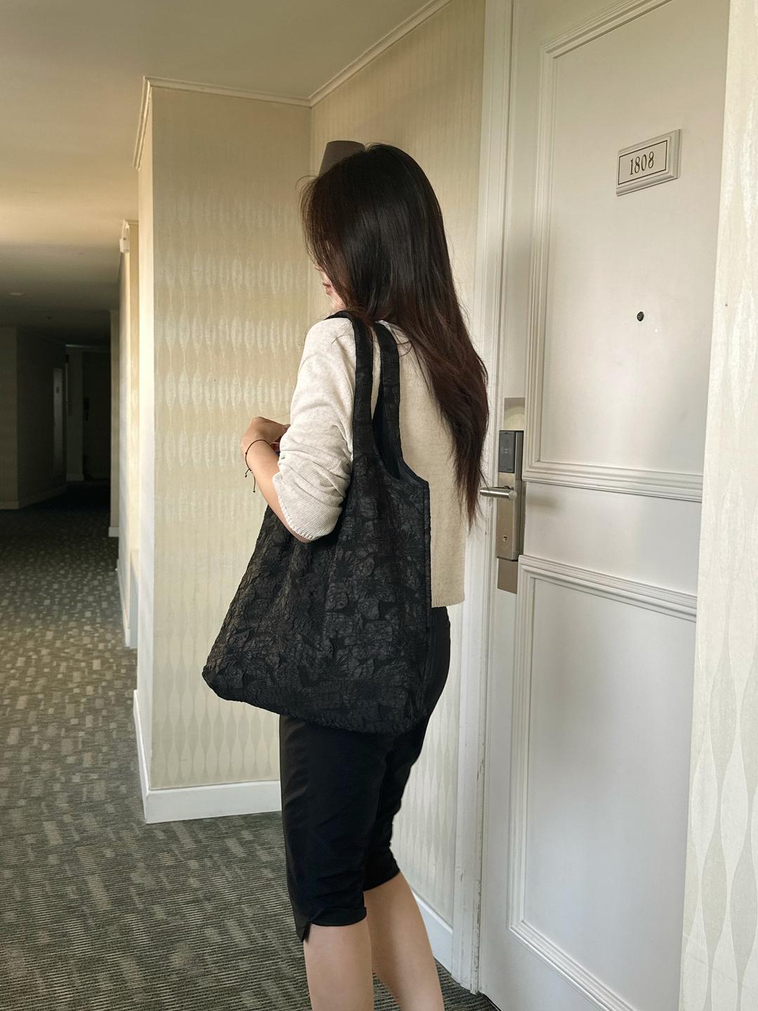 black flower eco-bag