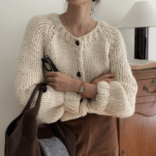 아이보리 울핸드메이드가디건