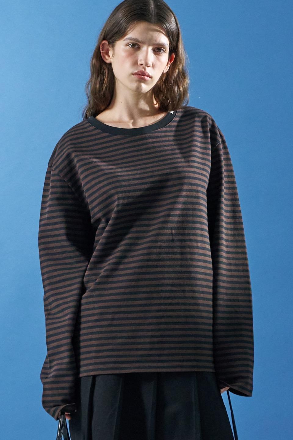 M.C UNISEX, Stripe Long Sleeve T / Brown
