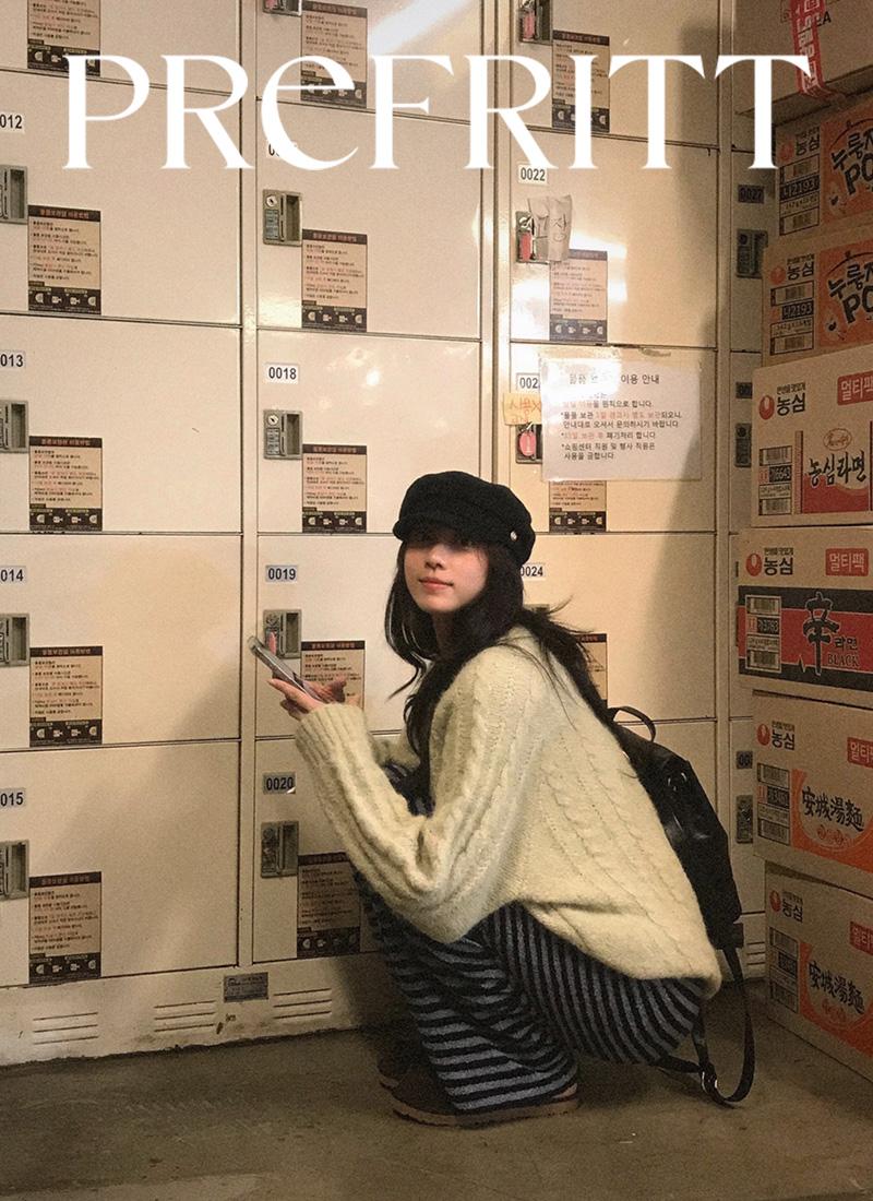 PREFRITT : Douner stripe towel pants [navy]