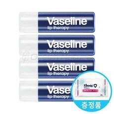 바세린 립테라피 스틱 4.8g + 크리넥스 안심물티슈 20매 증정, 스틱 오리지날 4개..., 1개