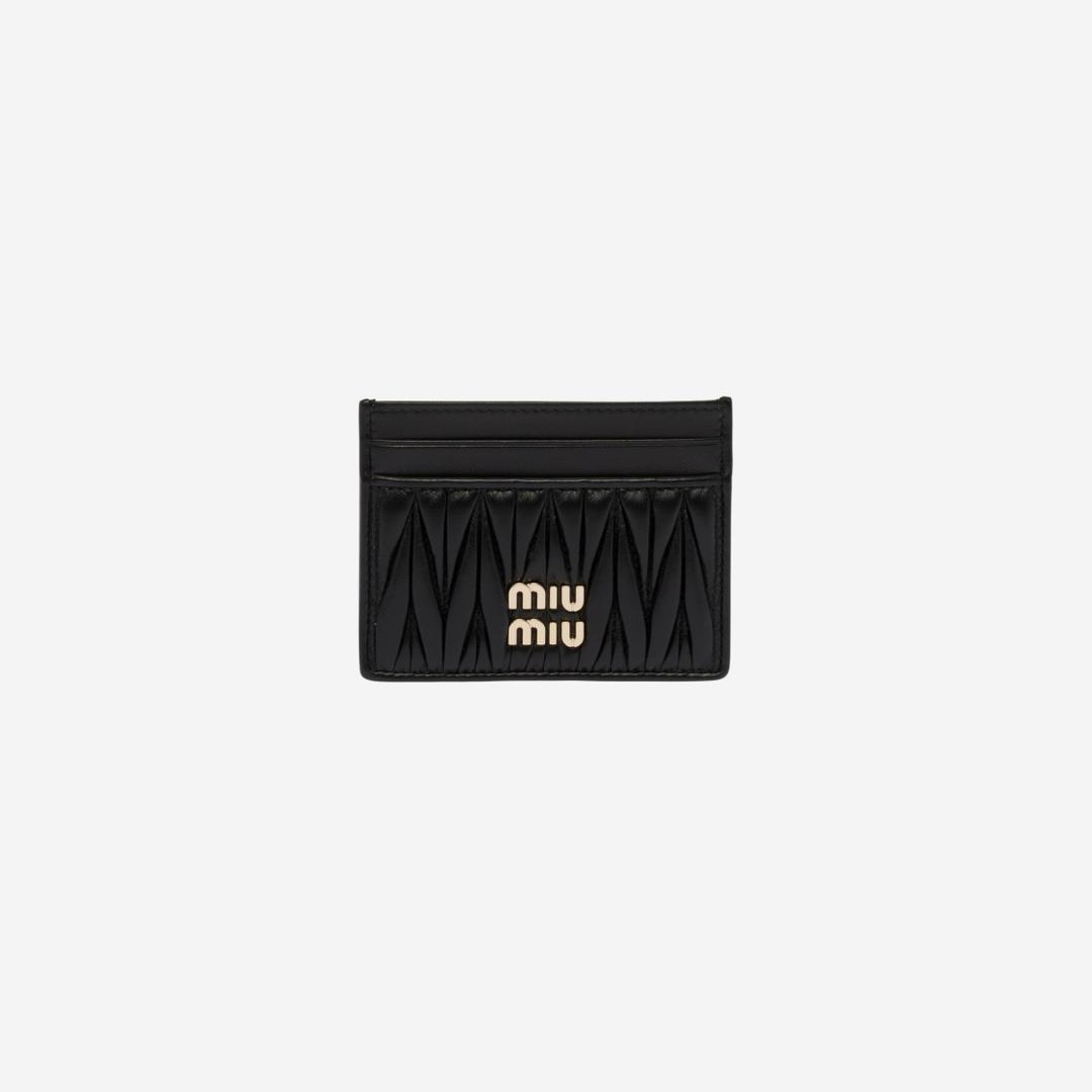 Miu Miu Matelasse Nappa Leather Card Holder Black
