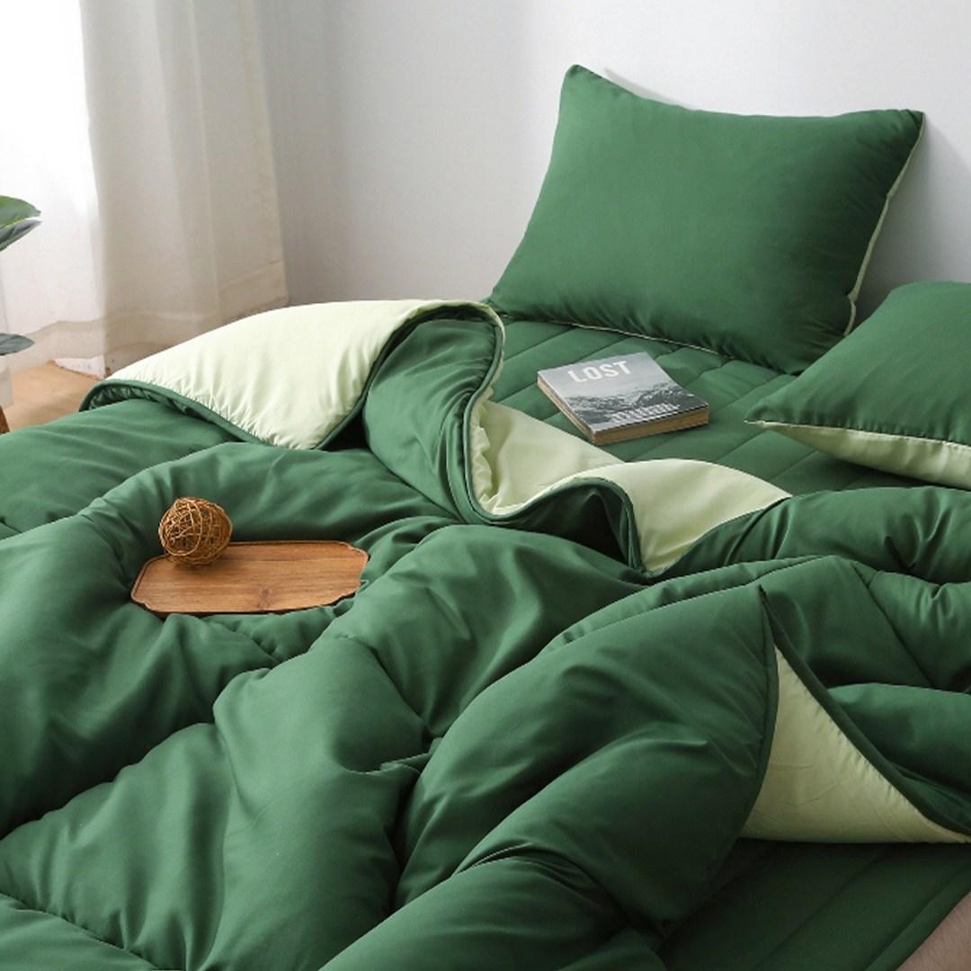 디오프 사계절 차렵이불 세트, 슈퍼싱글, 딥그린멜론