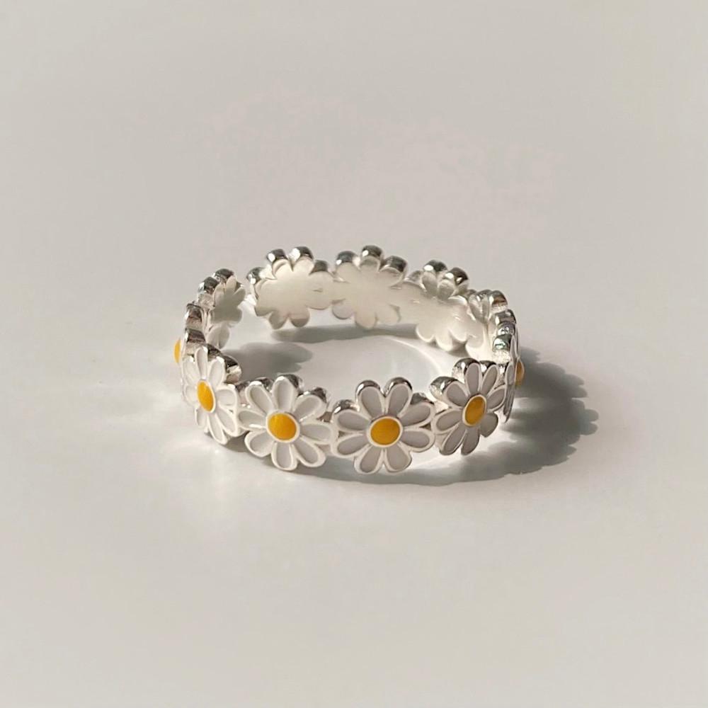 [실버925] 컬러 데이지 라인 오픈 반지