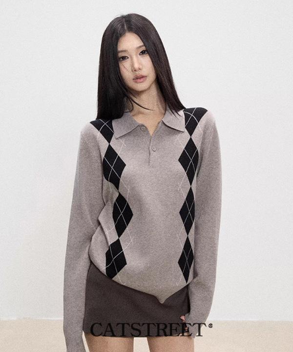 캣스트릿 아가일 카라 니트