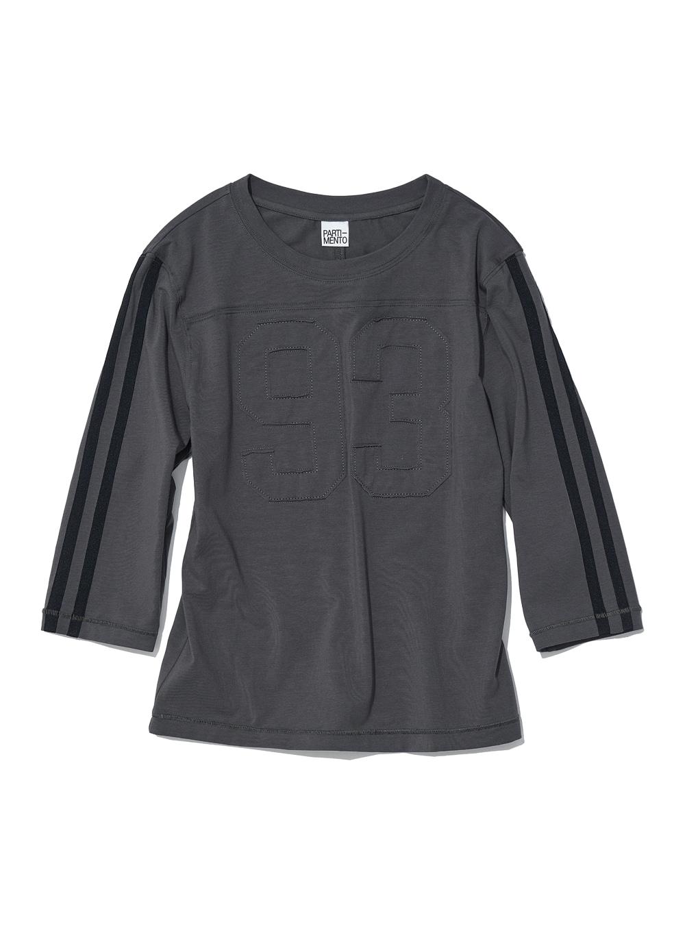 [WOMEN] 93 APPLIQUE THREE-QUARTER SLEEVE TEE_CHARCOAL
