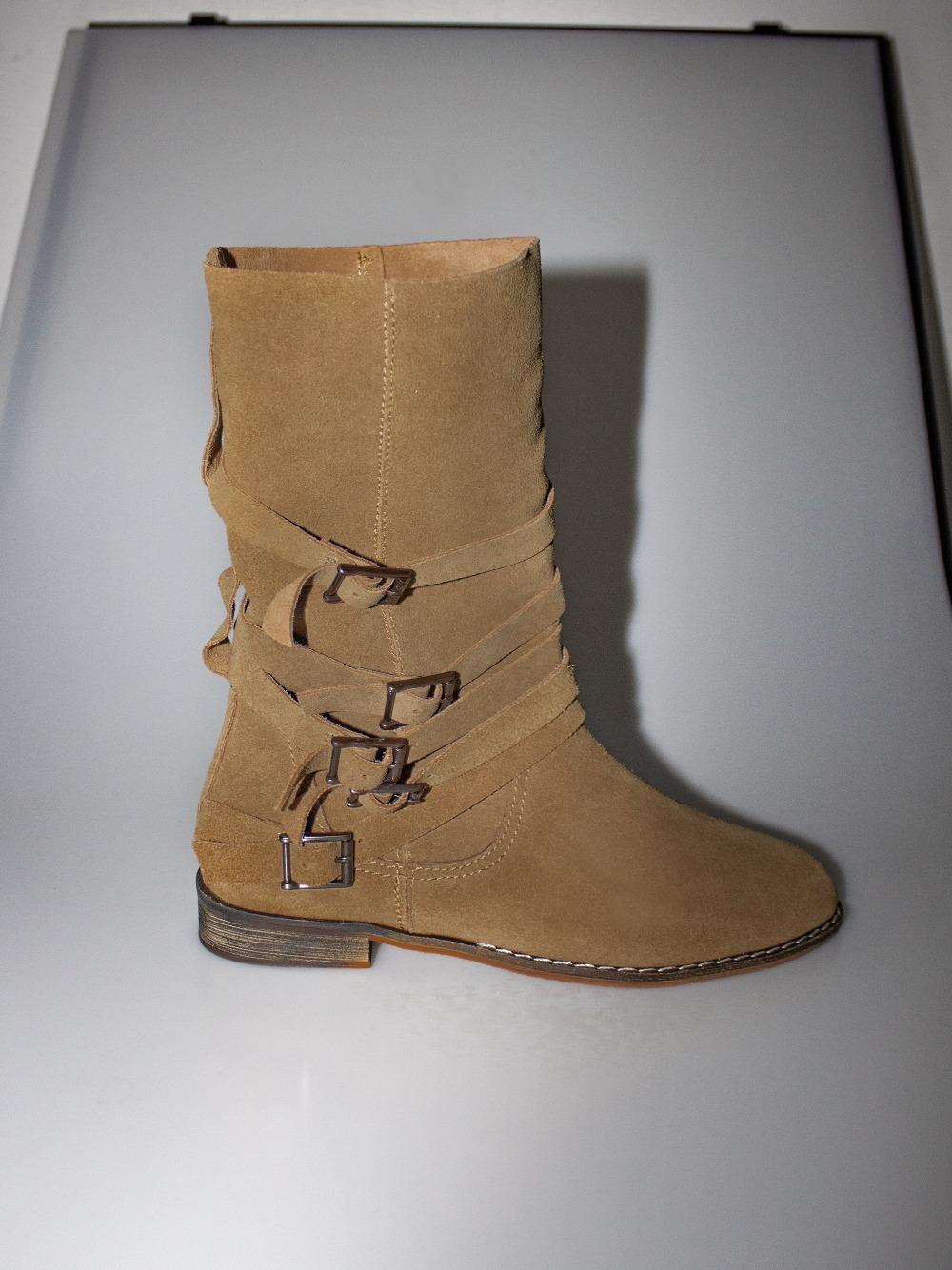 레이어링 버클 가죽 웨스턴 부츠