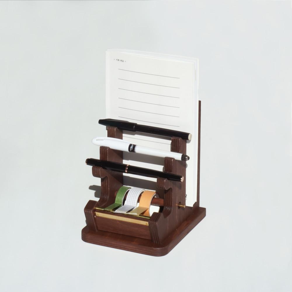 우딕 3IN1 펜트레이 연필꽂이 마스킹테이프 디스펜서