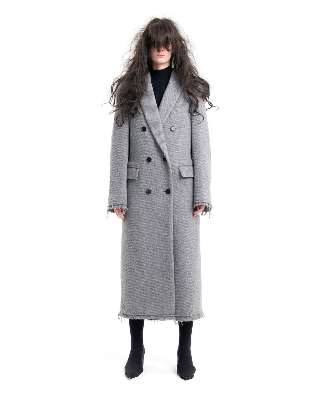 (EMMA) DAMAGED DOUBLE BREASTED COAT - 0 / GREY
