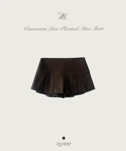 시나몬 로우라이즈 플리츠 울 미니 스커트