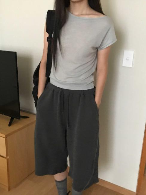 시어 보트넥 반팔티 (2color)