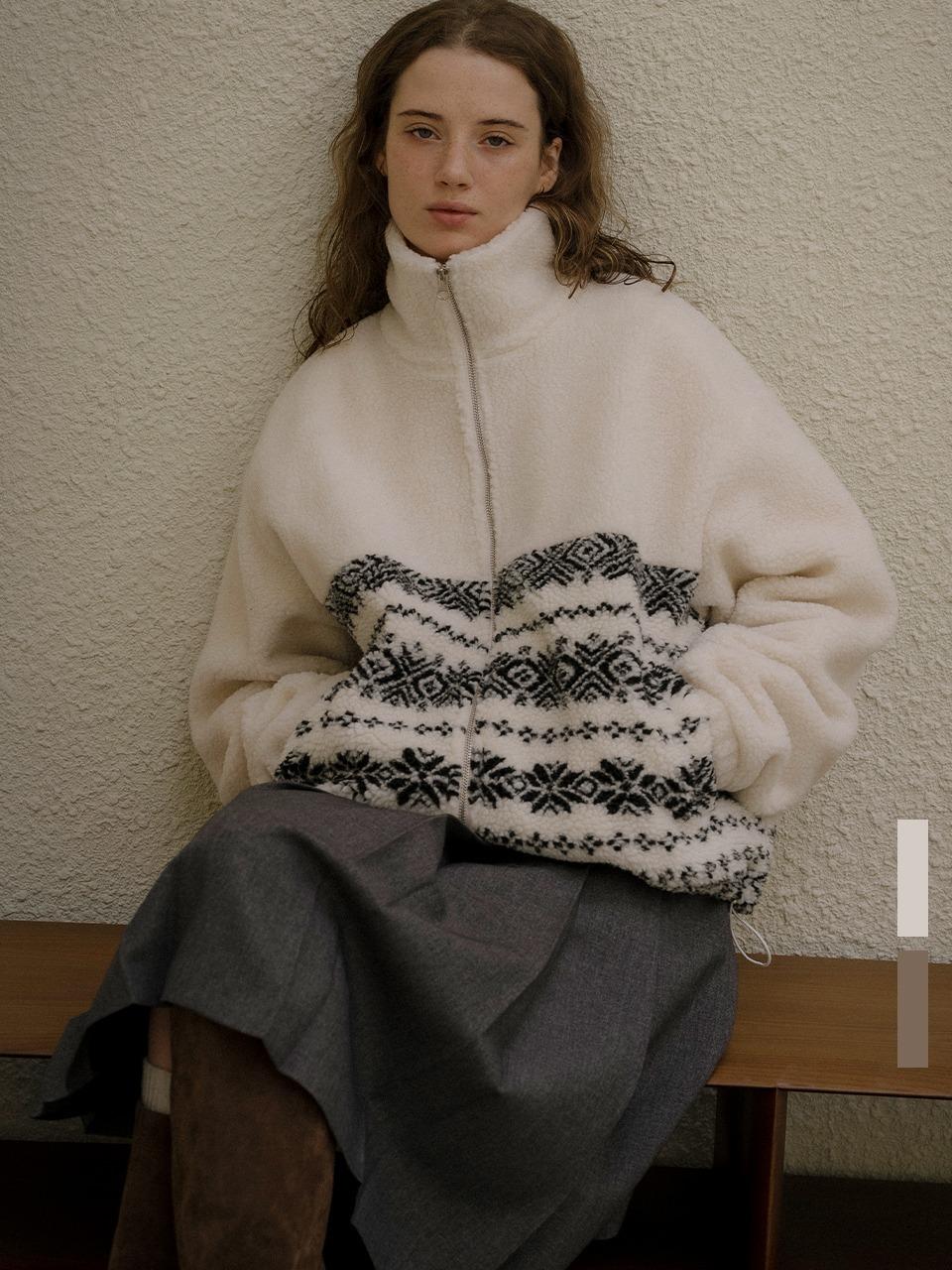 [2차:11/13 예약배송] Nordic jacquard high-neck fleece jumper [KNFW05JP08]_[2color]