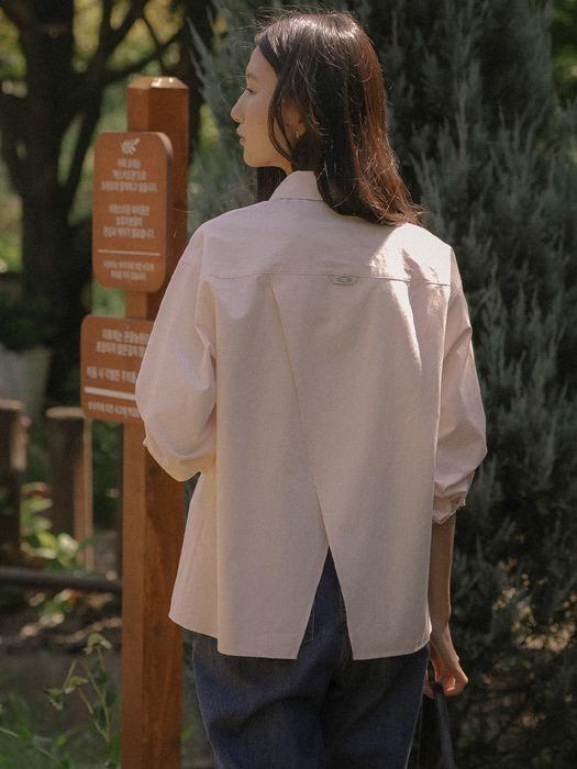 Backslit detail soft cotton shirt_Light pink