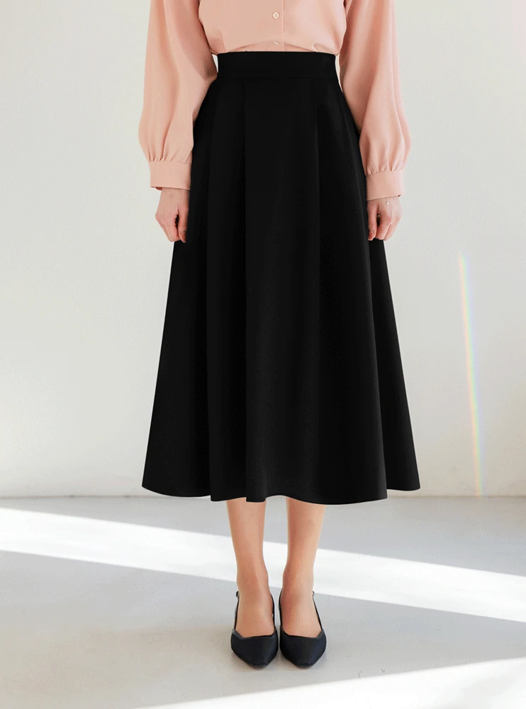 [필수소장/베이직템/하체커버]아움 뒷밴딩 플레어 스커트[단독특가]