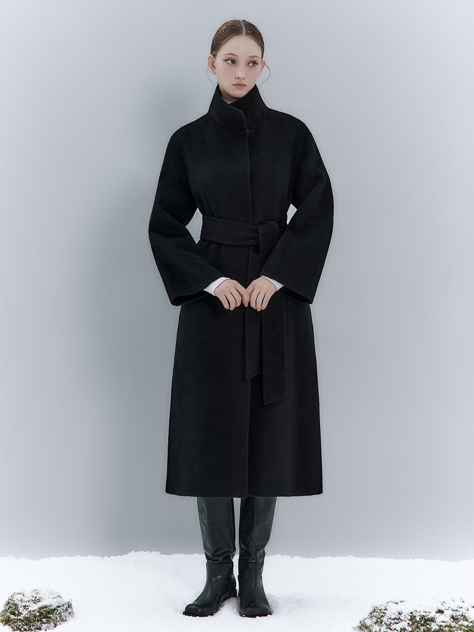 Lona silk-cash coat_Black