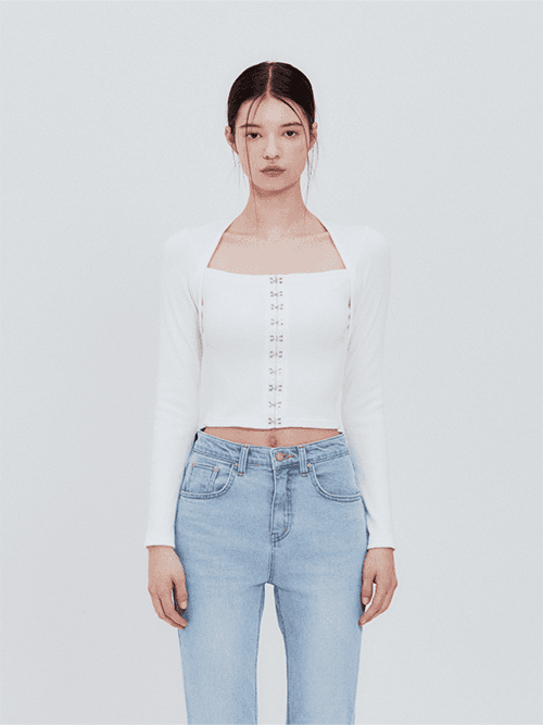 후크 스퀘어 탑 (화이트)