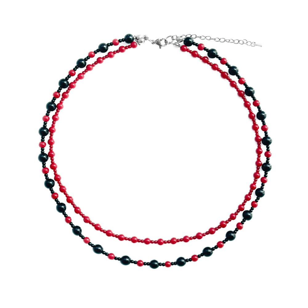 CHERRY COKE LAYERED NECKLACE 체리콕 레이어드 원석 비즈 목걸이