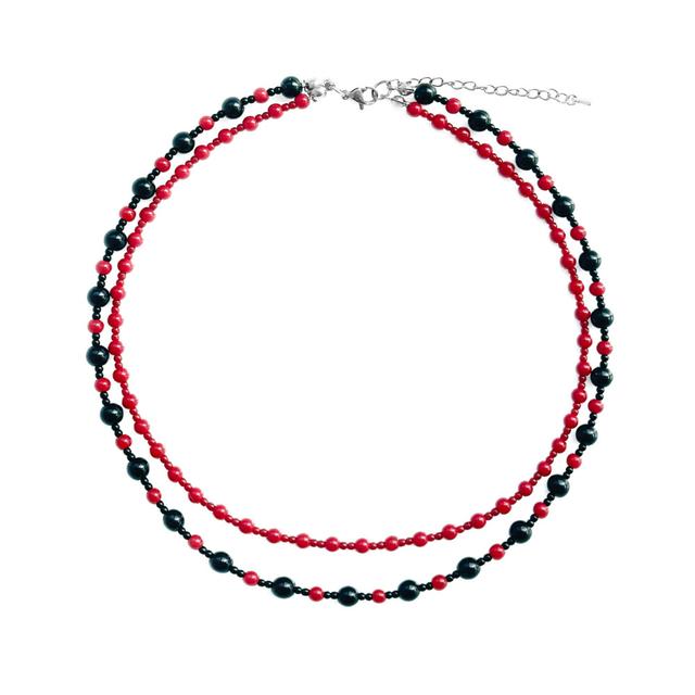 CHERRY COKE LAYERED NECKLACE 체리콕 레이어드 원석 비즈 목걸이