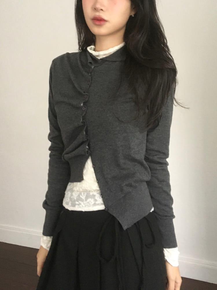 버튼 폴라 니트