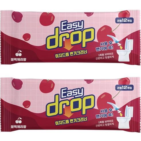이지드롭 일회용 리필 변기크리너 블랙체리향, 블랙체리향, 2개