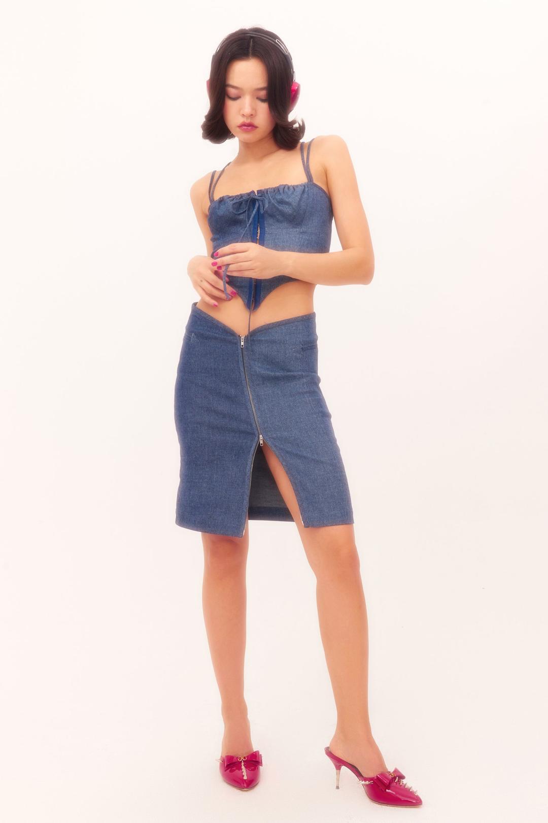 Nodress Denim Low-Waist  Mini Skirt - XS