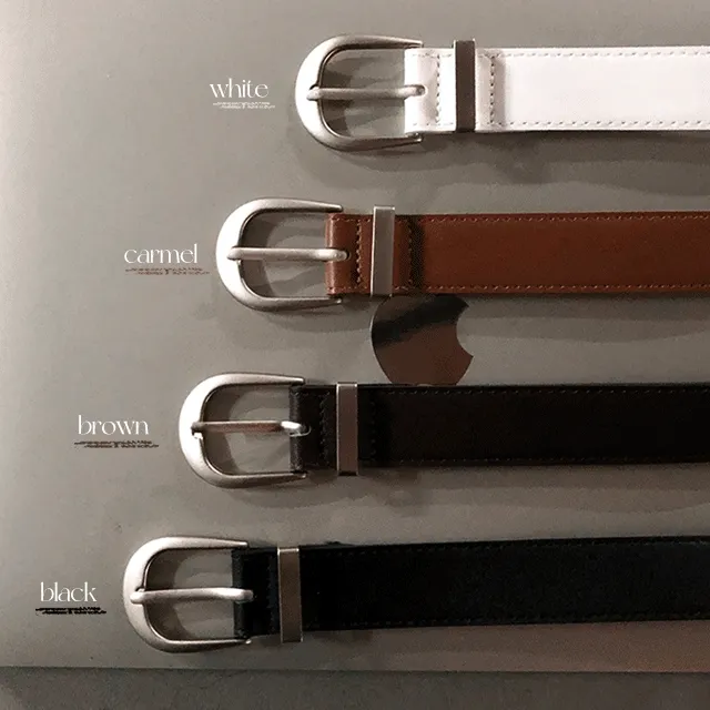 *4color*[코디필수/굿퀄리티] 심플 라운드스퀘어 레더 벨트 가죽벨트 레더벨트 무광벨트