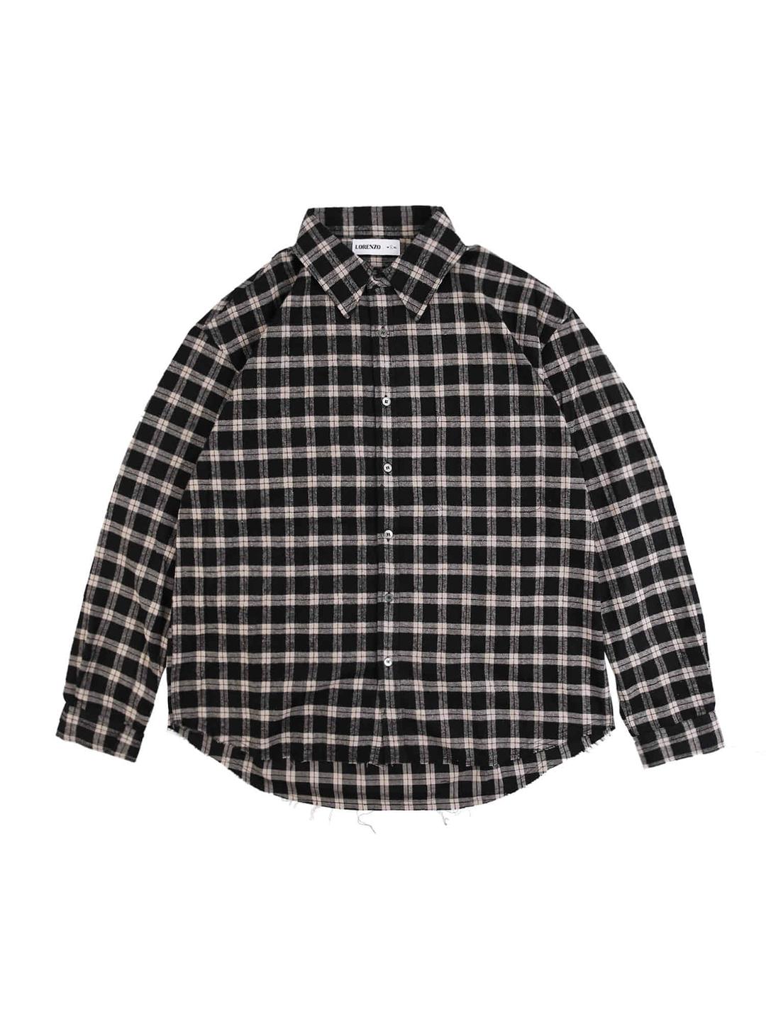 CUT-OFF OVERSIZED SHIRTS-BLACK