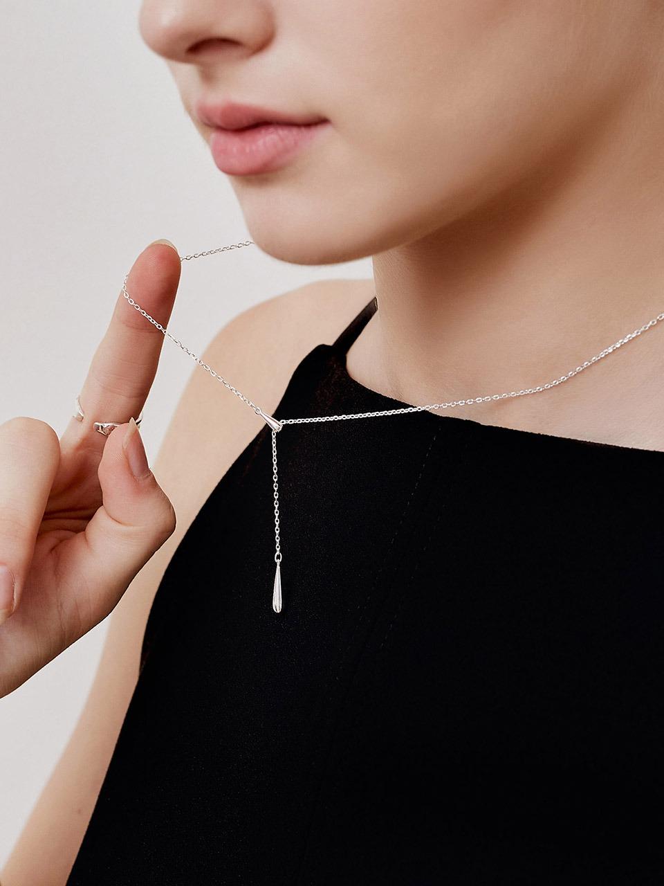 [Silver925] NC014 Two Water Drops Necklace