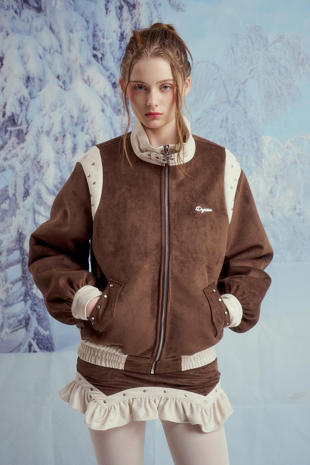 SUEDE STUDDED JK (BROWN)