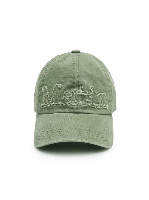 ROUGH CUT APPLIQUE BALL CAP IN LIGHT KHAKI