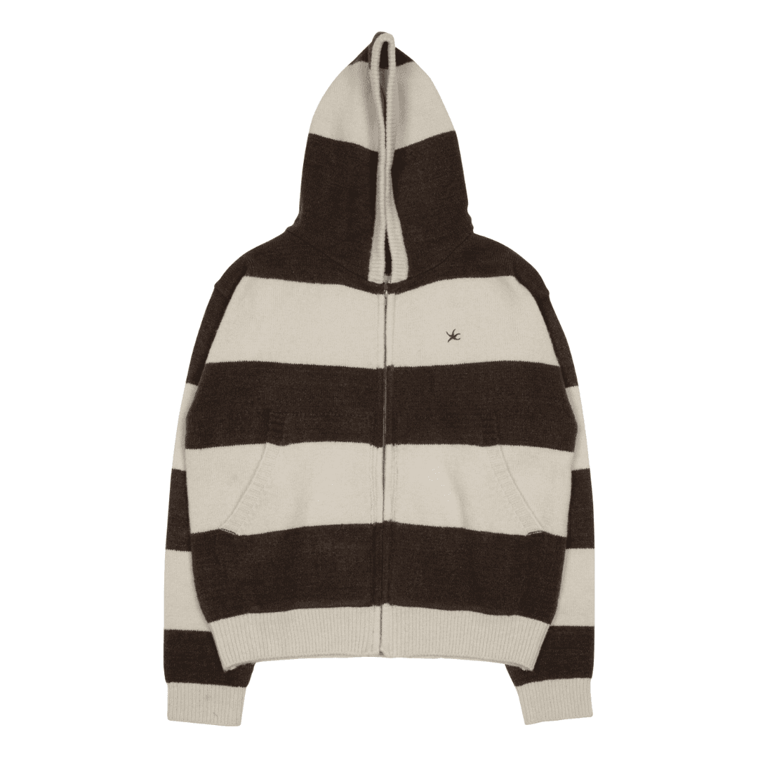 TCM stripe knit hooded zip-up (brown/ivory) (9/12 예약배송)