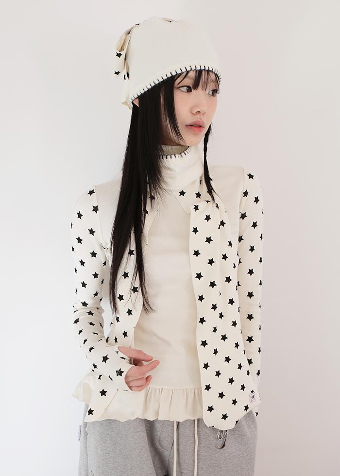 STARS BEANIE N MUFFLER CREAM