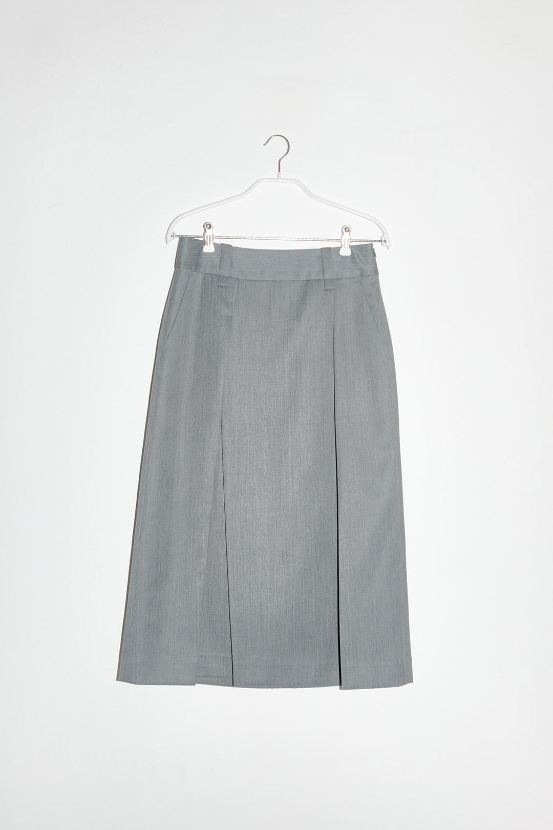 CLASSIC PLEATED MIDI SKIRT - GREY
