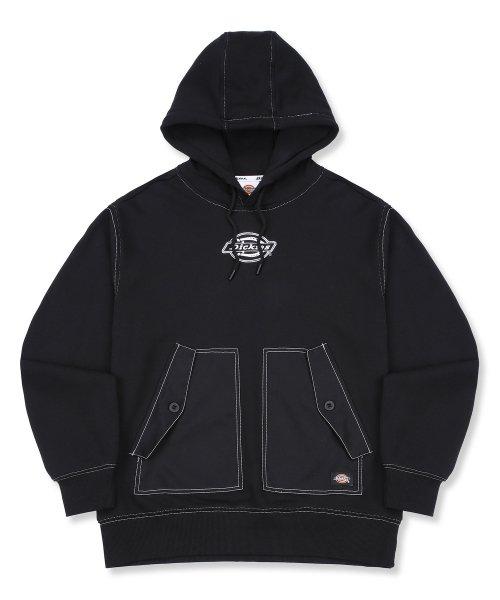 프렌치 테리 리니어 로고 EMB 후드 블랙