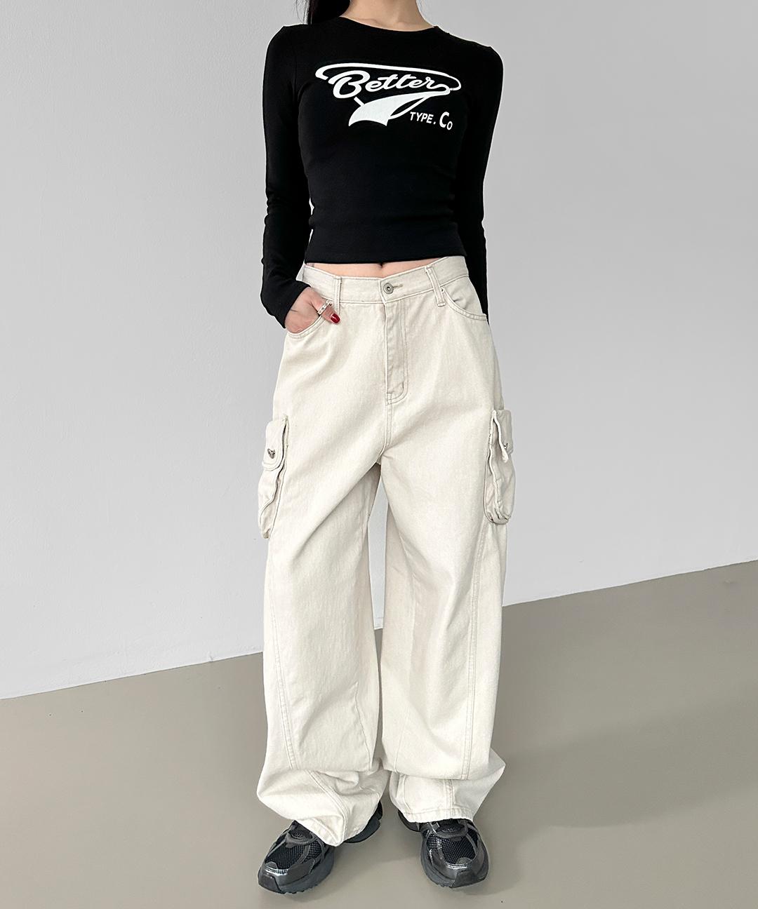 키컬 절개 카고 코튼팬츠