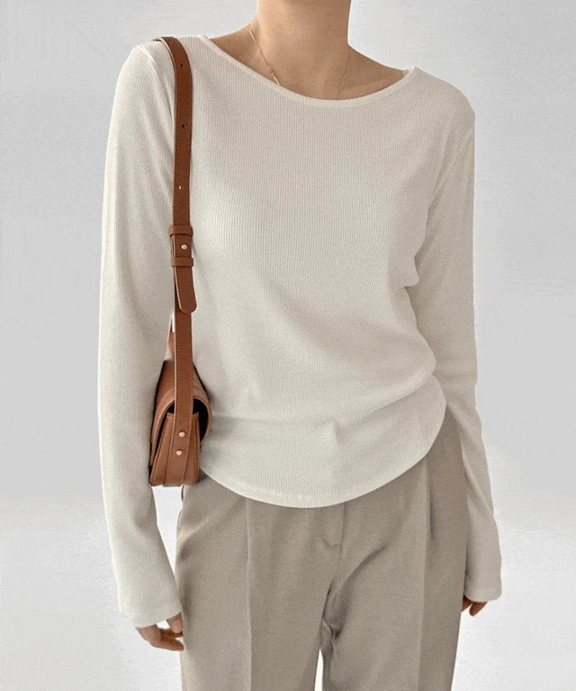 [단독]보트넥 골지 이너 긴팔 티