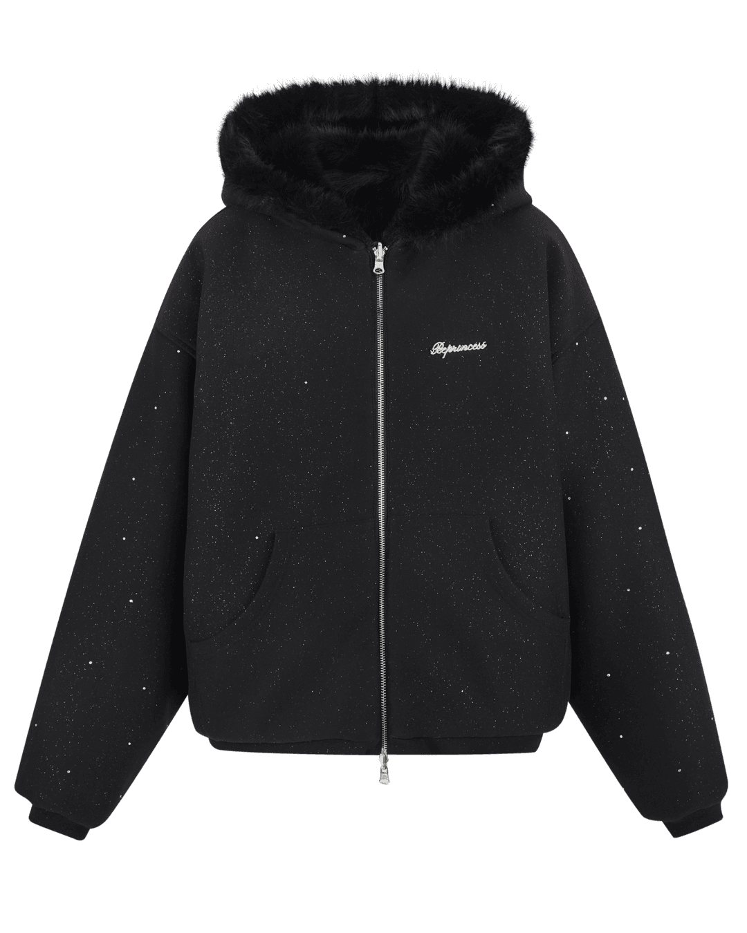 (pre) Kirakira 2way fur zip up (black)
