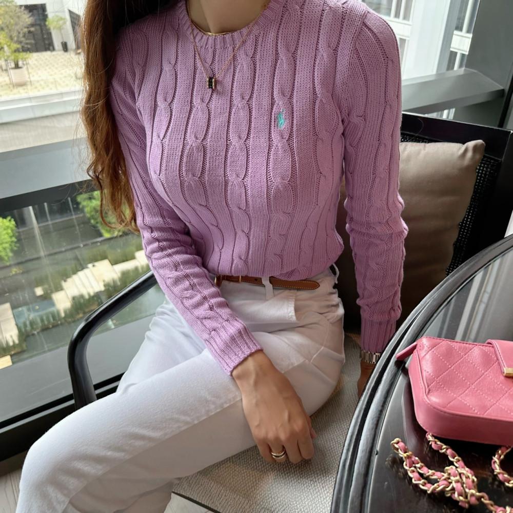 국내백화점)폴로랄프로렌 우먼 피마코튼 케이블 니트(라벤더)