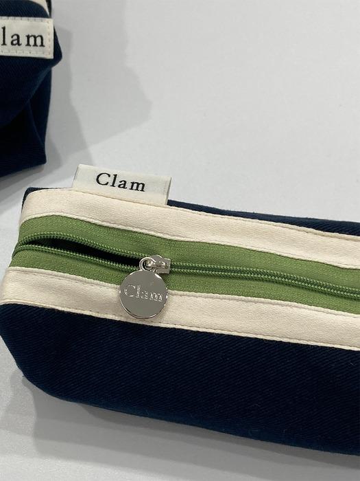 Clam round pencilcase _ Navy and green