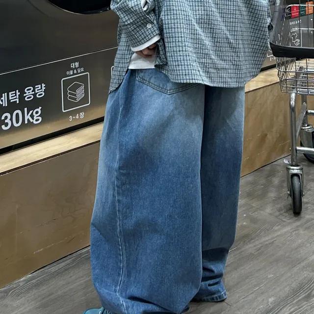 [🚀당일발송/Unisex] 와이드 워싱 벌룬 데님 팬츠