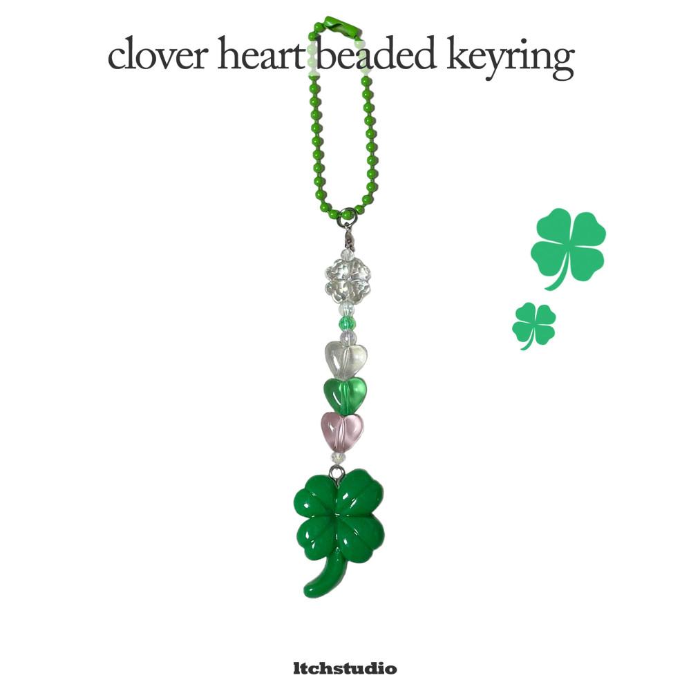 비즈키링 ver76 clover heart beaded keyring 클로버 하트 비즈키링 [렛채스튜디오]