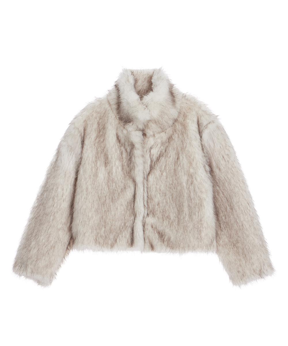 [12/8 예약발송] Crop Mix Fur Jacket [Beige]