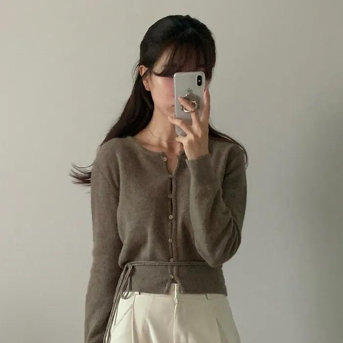 Wool Cashmink Pearl Cardigan (Brown)