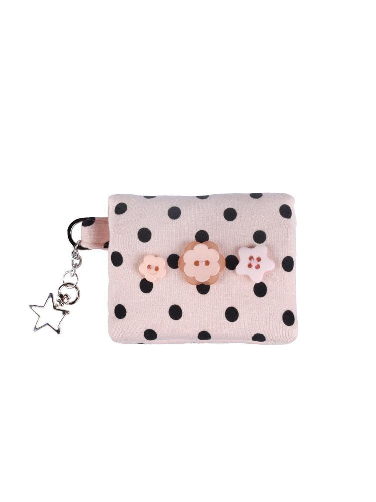 Dot button wallet_Baby Pink