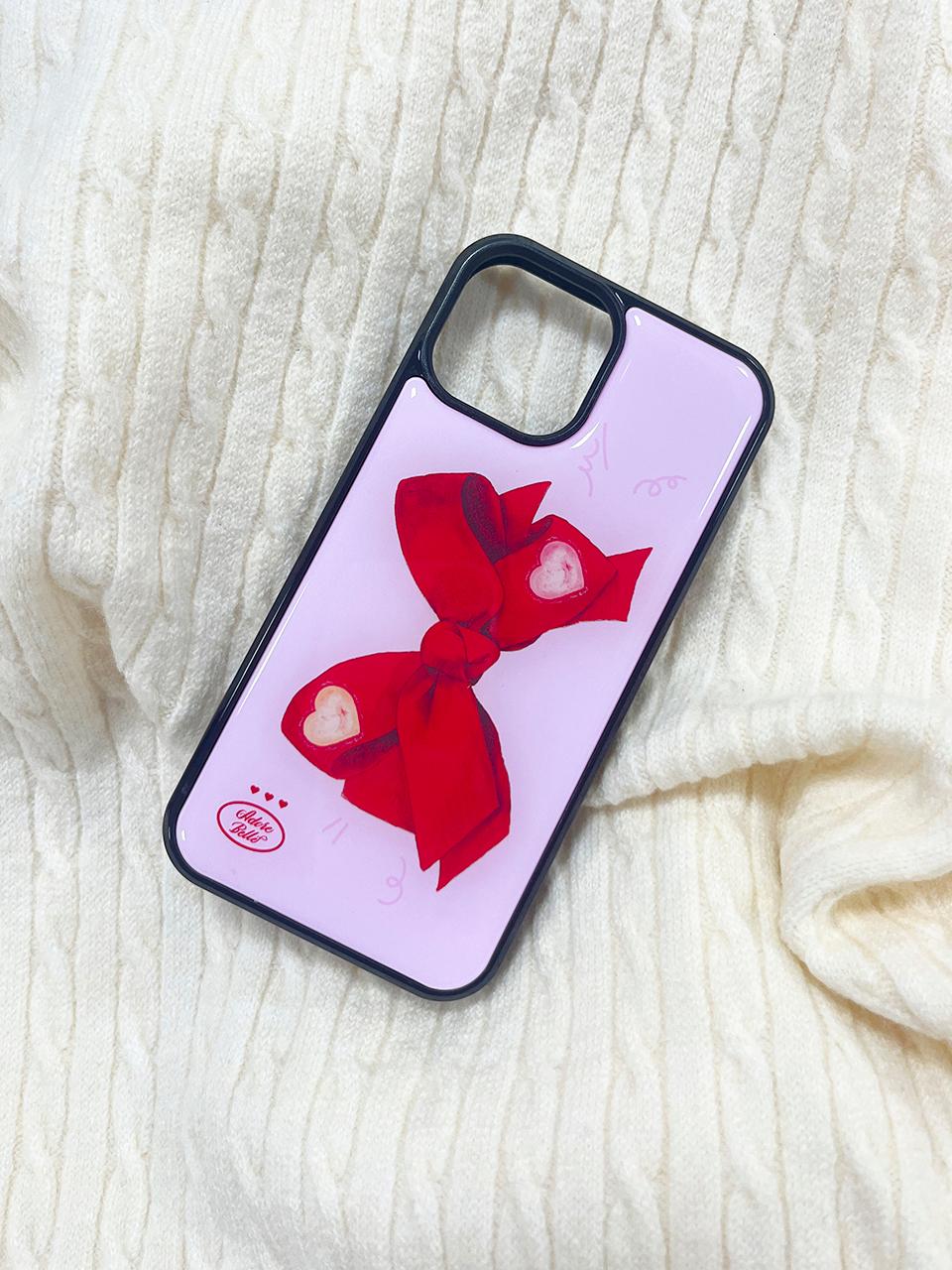 RED RIBBON PHONE CASE - PINK(유광하드, 에폭시범퍼)