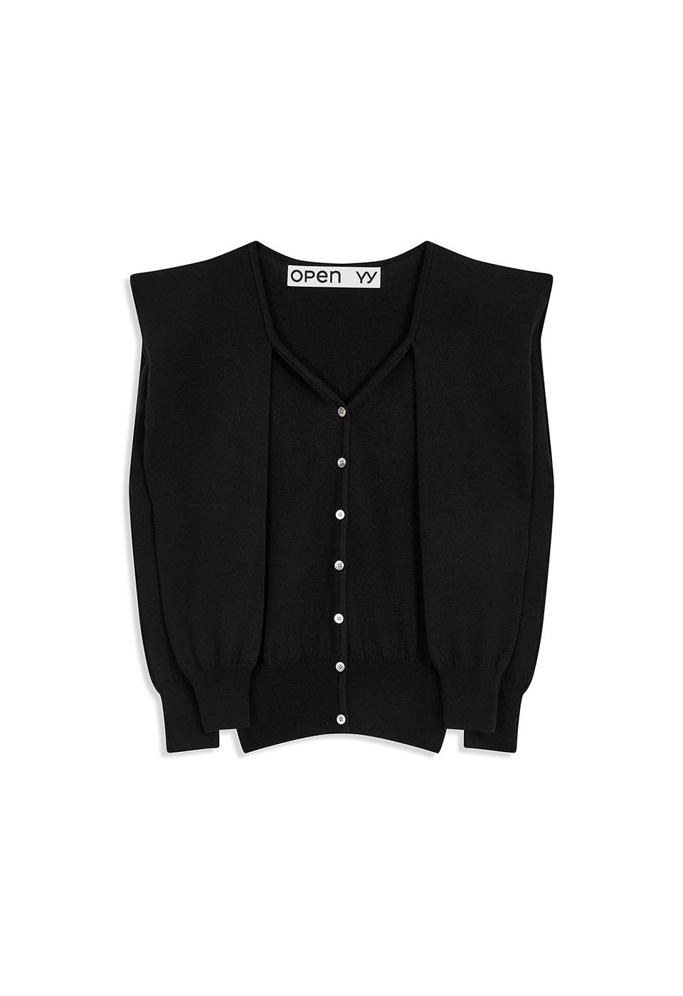 SLEEVE LAYERED CARDIGAN, BLACK