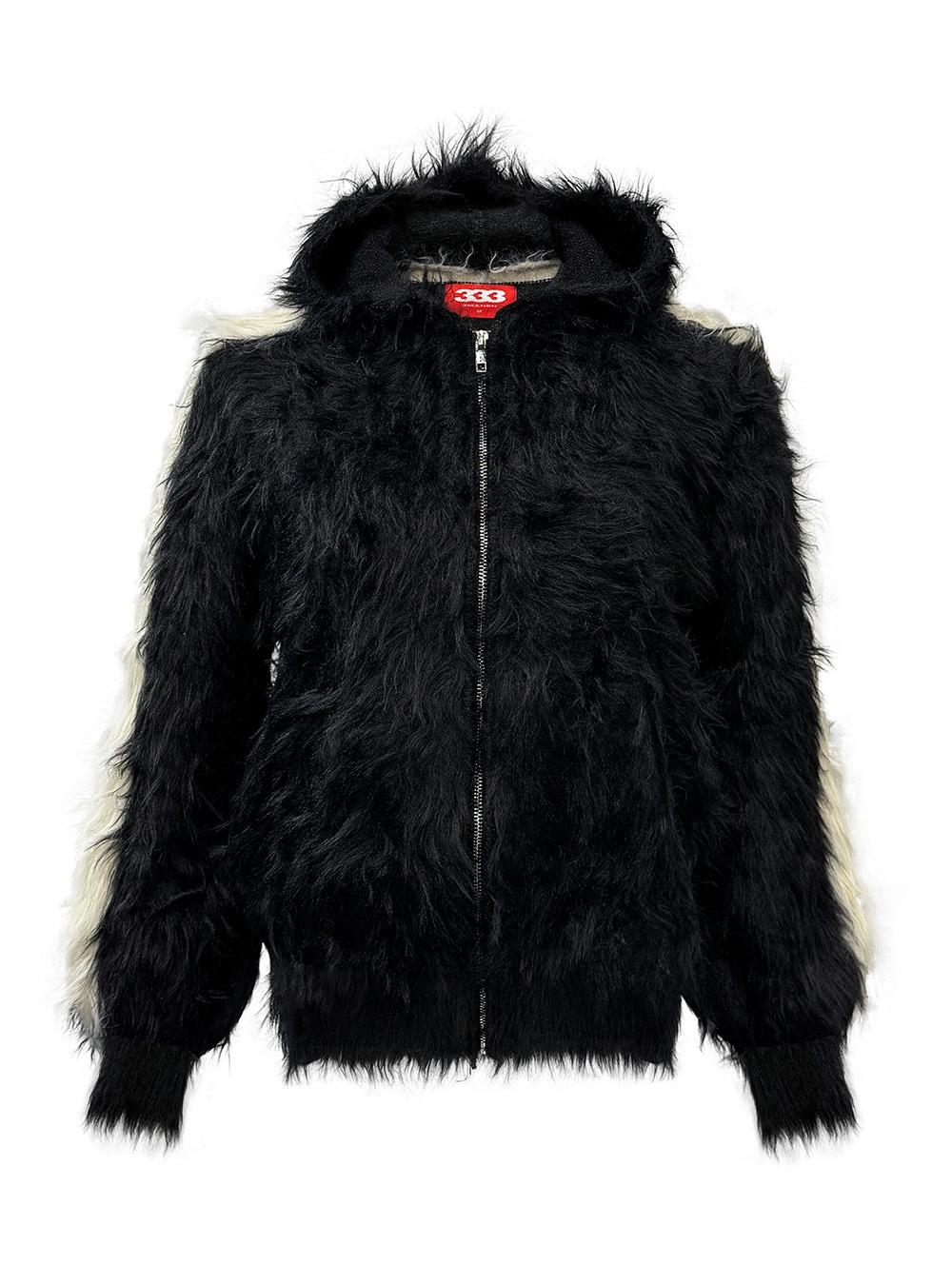 [PCCVISION] Contrast Faux Fur Hoodie