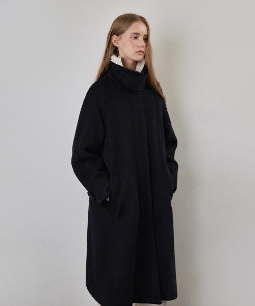 히든 버튼 발마칸 울 코트_Black